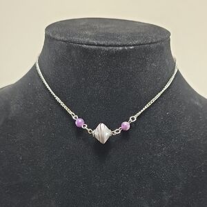 Sarah Coventry Silver Necklace with Purple Accents